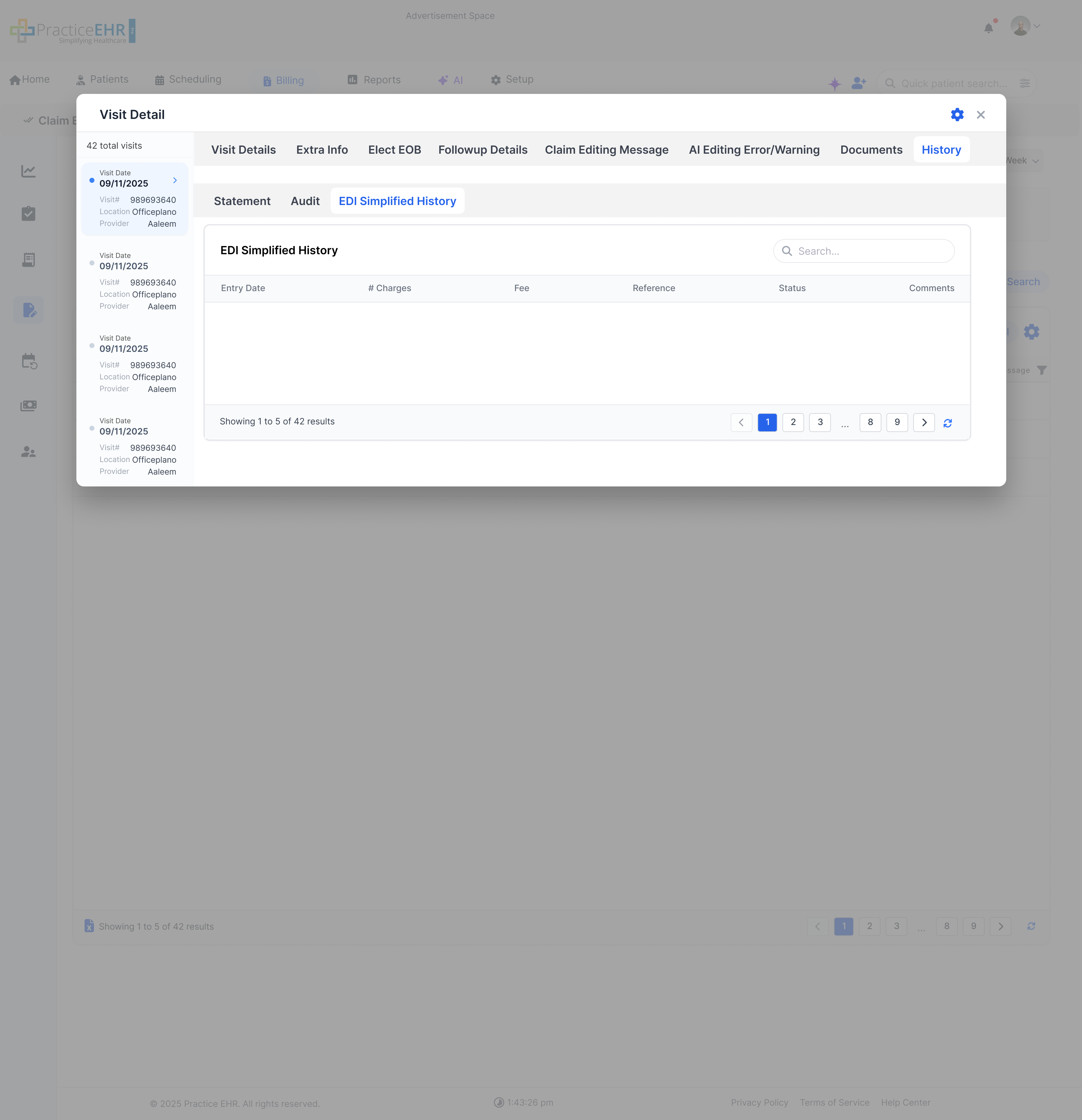 Visit History EDI Simplified History